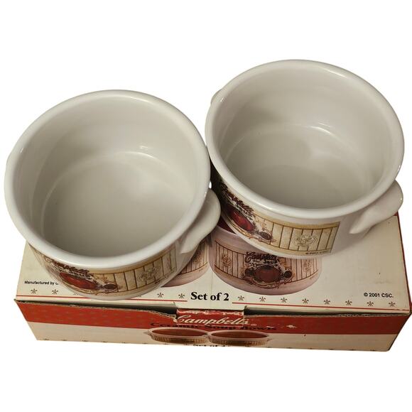 2001 Campbell's Ceramic Soup Bowls Boxed Set of 2 Vintage Soup Mugs (gg305) - Picture 6 of 9